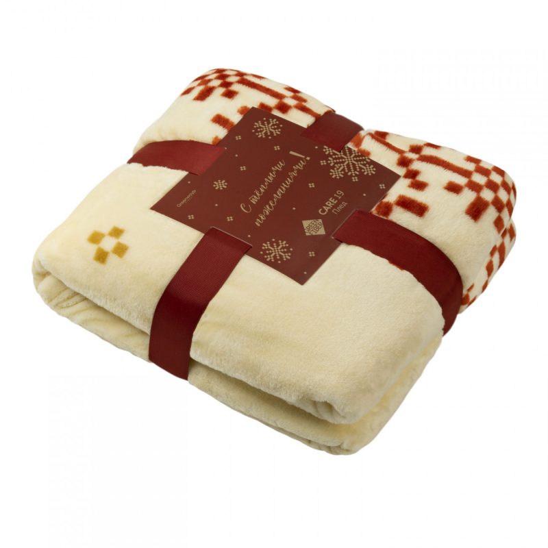 Плед &laquo;Согрею любовью&raquo; Green Fiber CARE 19, бежевый с узором снежинки